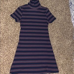 striped turtle neck dress